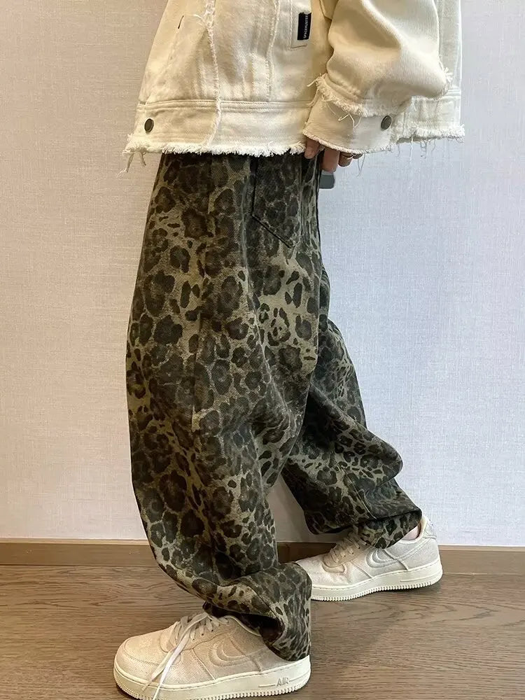 Leopard Men Denim Pants