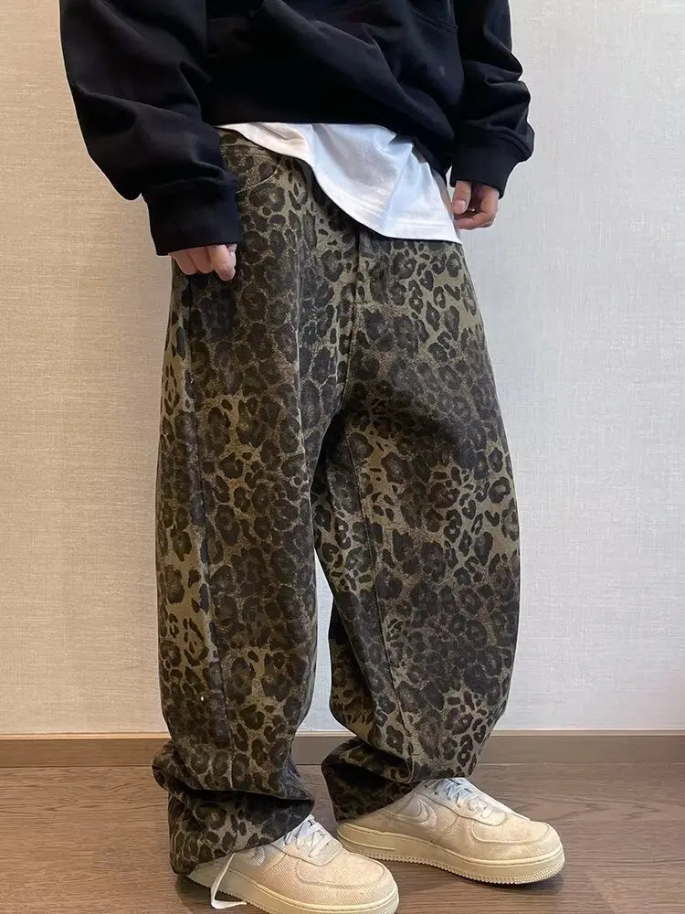 Leopard Men Denim Pants