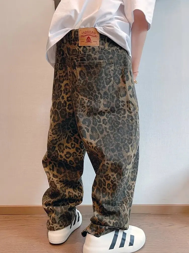 Leopard Men Denim Pants