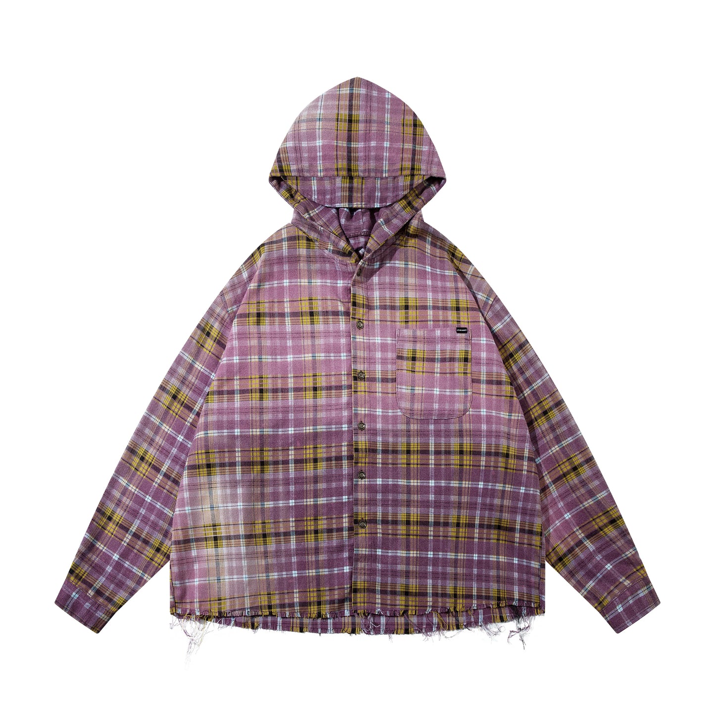 man's Print Plaid Shirt Jacket