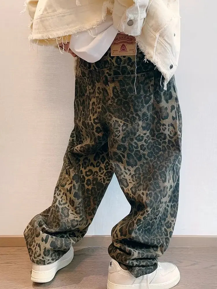 Leopard Men Denim Pants