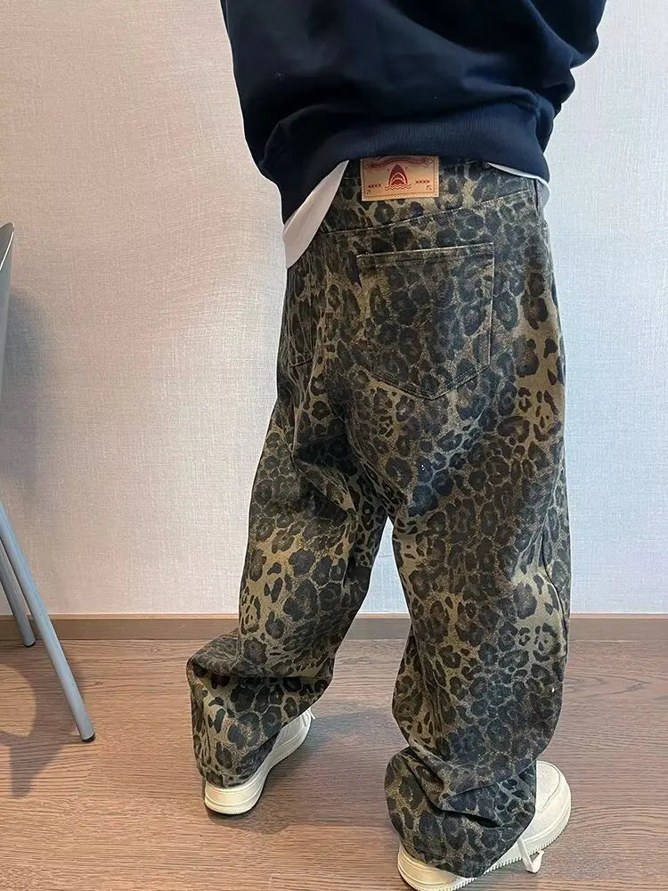 Leopard Men Denim Pants