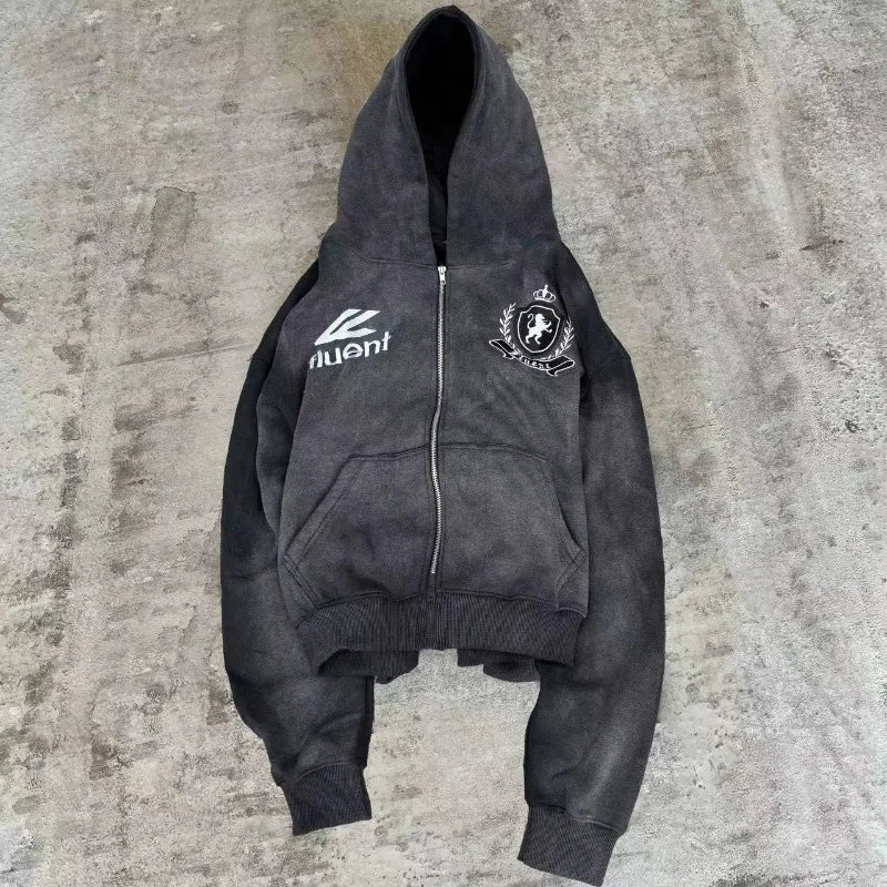 American fashion zipper hoodie and pants