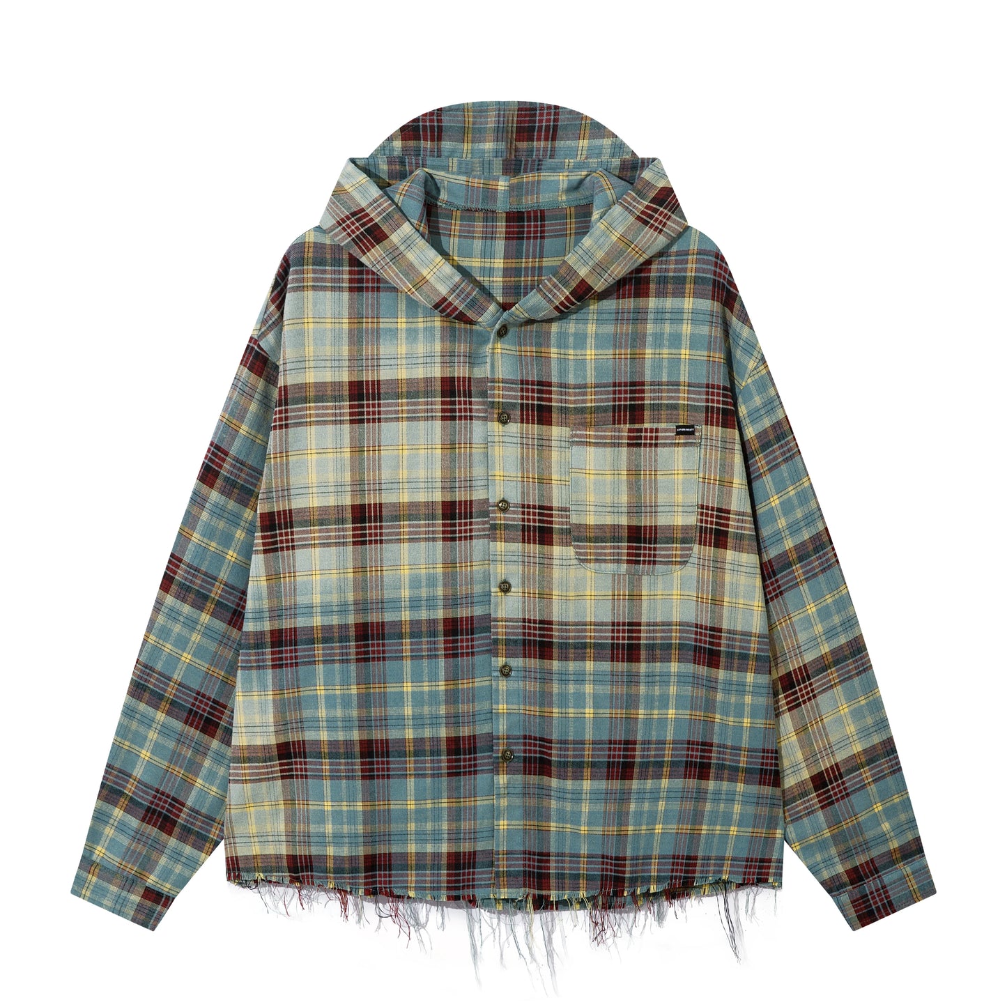 man's Print Plaid Shirt Jacket