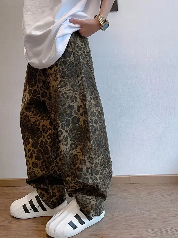 Leopard Men Denim Pants