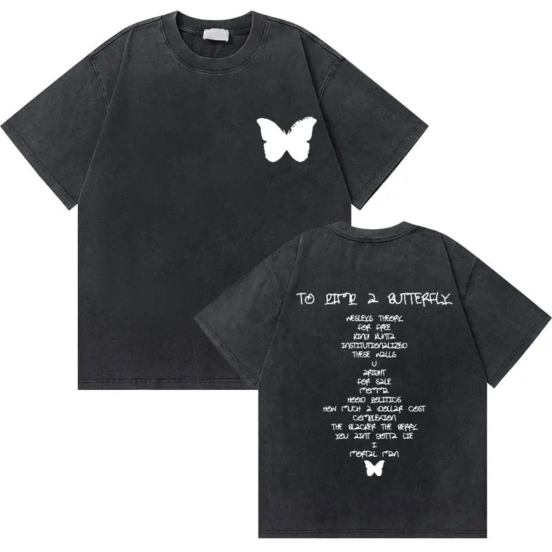 Washed Vintage Rapper Kendrick Lamar Good Kid Money Trees T-shirts Men Hip Hop Retro Oversized Tshirt Male Fashion Trend T Shirt