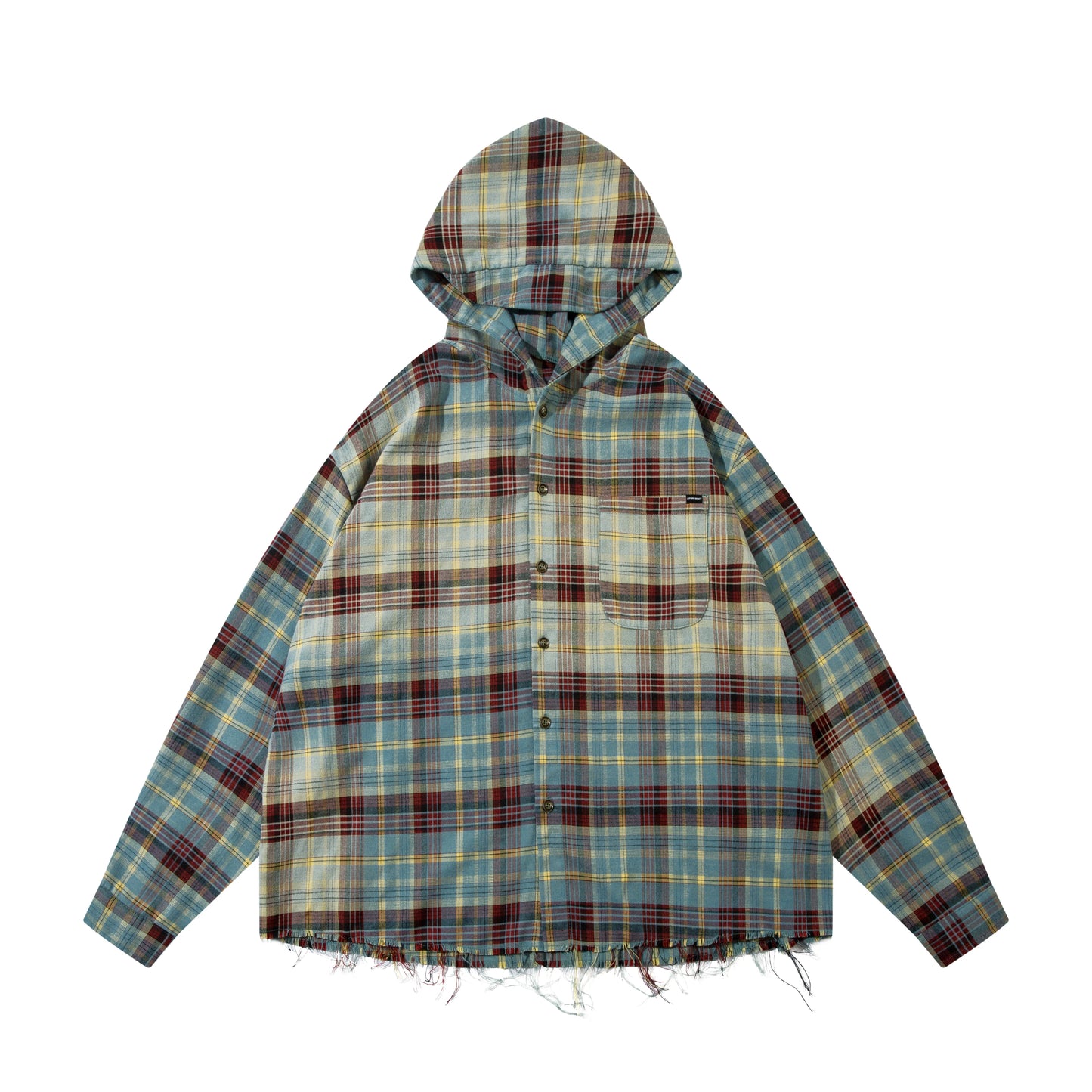 man's Print Plaid Shirt Jacket