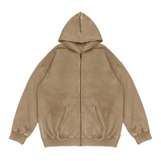 Washed Zipper Hoodies 100% Cotton MORE COLORS